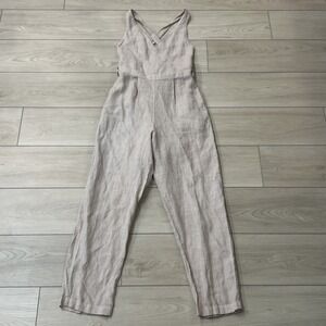 Esby Apparel Women's Beige Romper Pant Jumpsuit Sleeveless Open Tie Back Size Sm